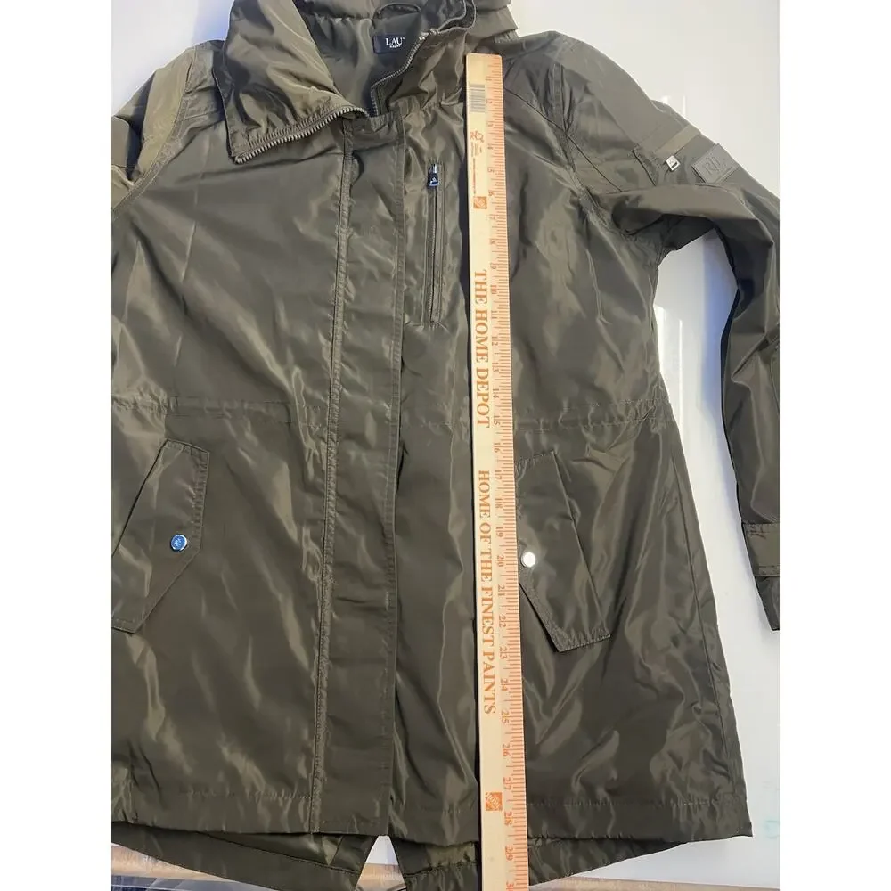LAUREN Ralph Lauren green utility longline adjust waist stowaway hood logos L